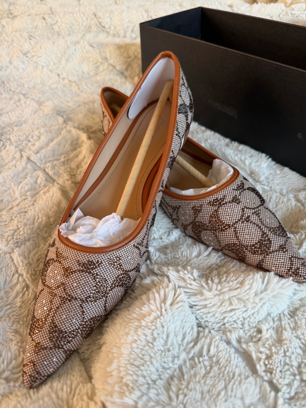 daphne crystal signature jacquard flats